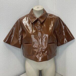 Baum und Pferdgarten “Beth” Faux Leather Cropped Top – Size 34 / US 2 (NWT)